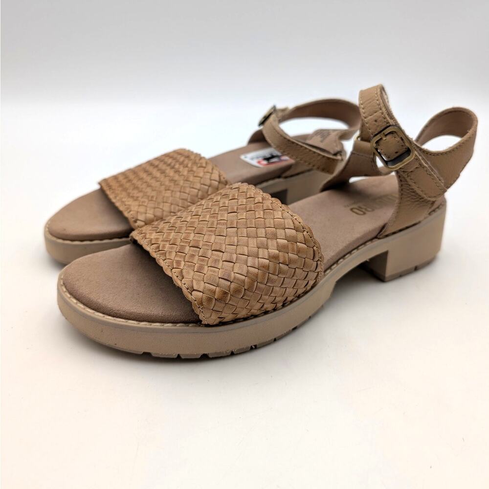 Munro Conner Ankle Strap Platform Sandals Women's Natural Woven Size US7M EU37.5